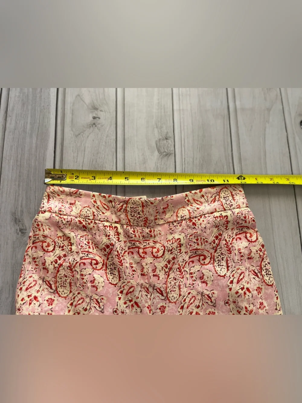 New Zara linen blend pink paisley print pull on flowy trouser pant. Size XS.